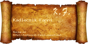 Kadlecsik Fanni névjegykártya